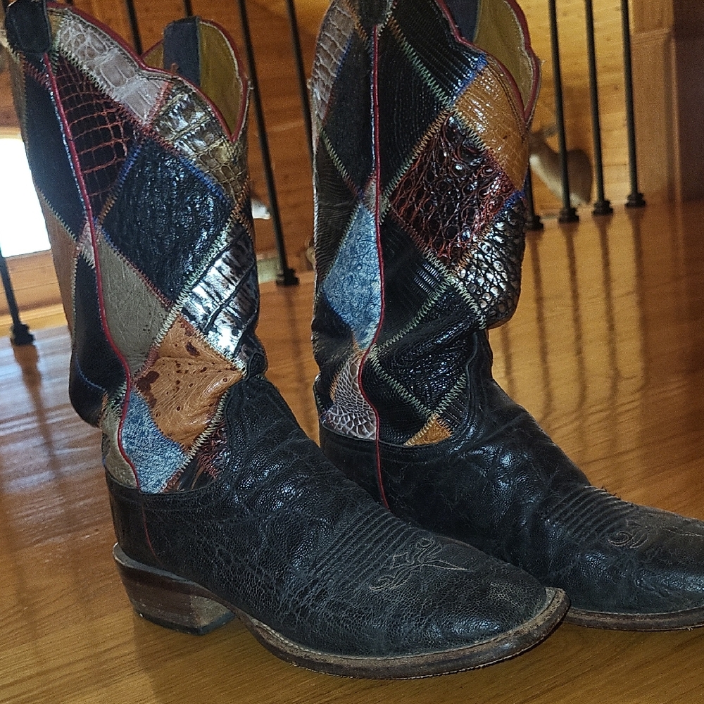 Lucchese Multicolor Patchwork Cowboy Boots - image 1